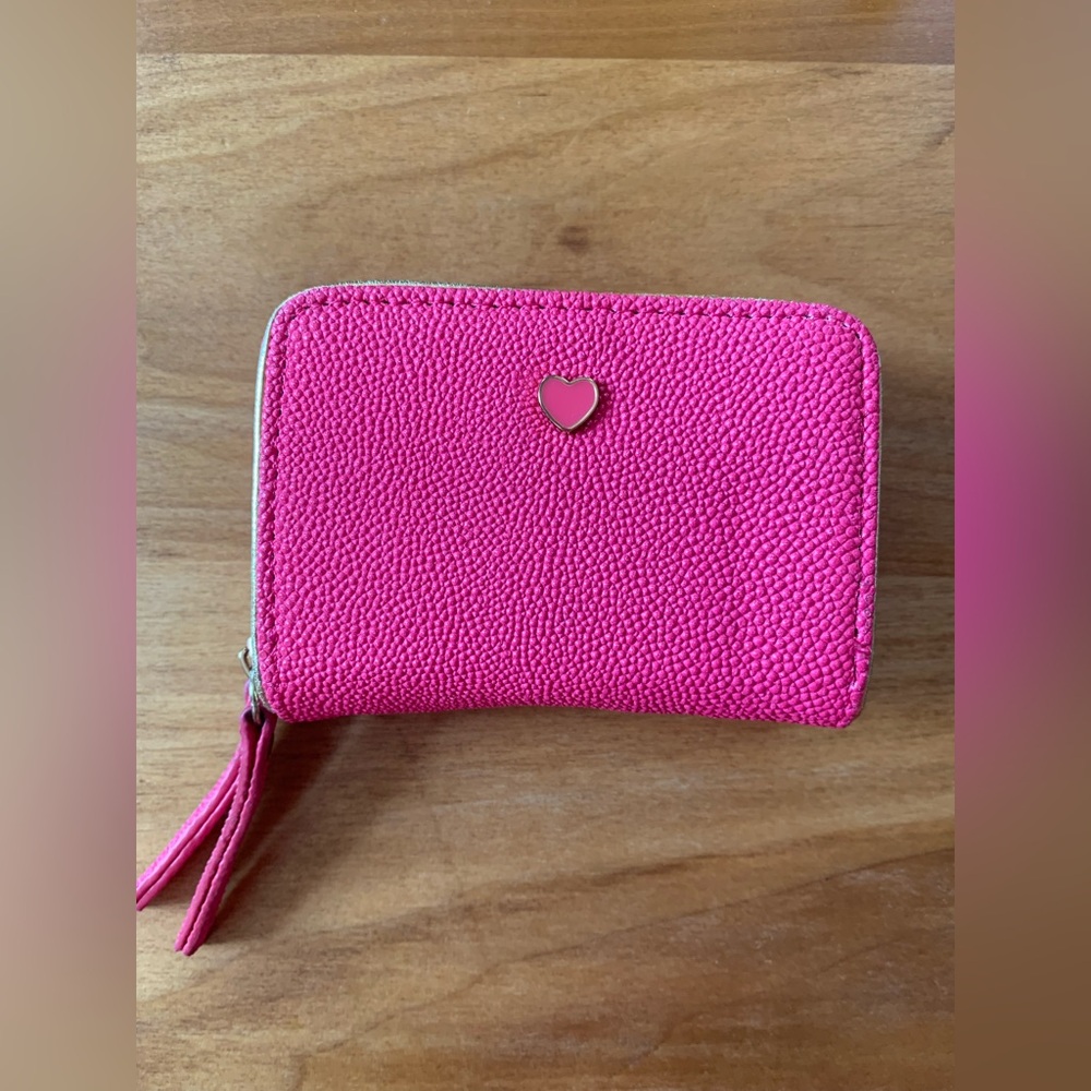 Pink Heart-Embellished Women's Wallet